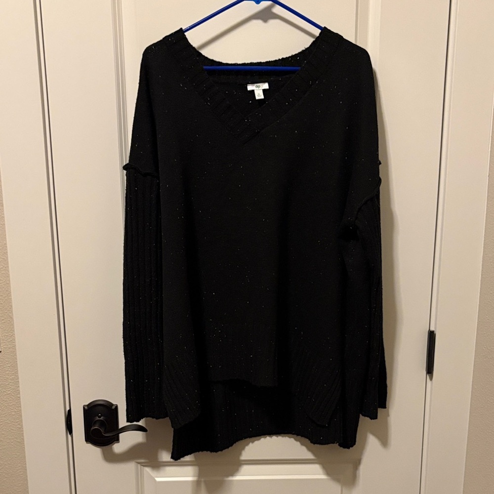 Black Dip V-Neck Sweater